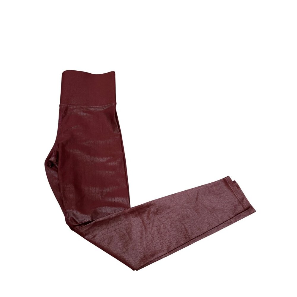 Carbon38 High Rise Crocodile Embossed Leggings Burgundy XS‎ Full Length